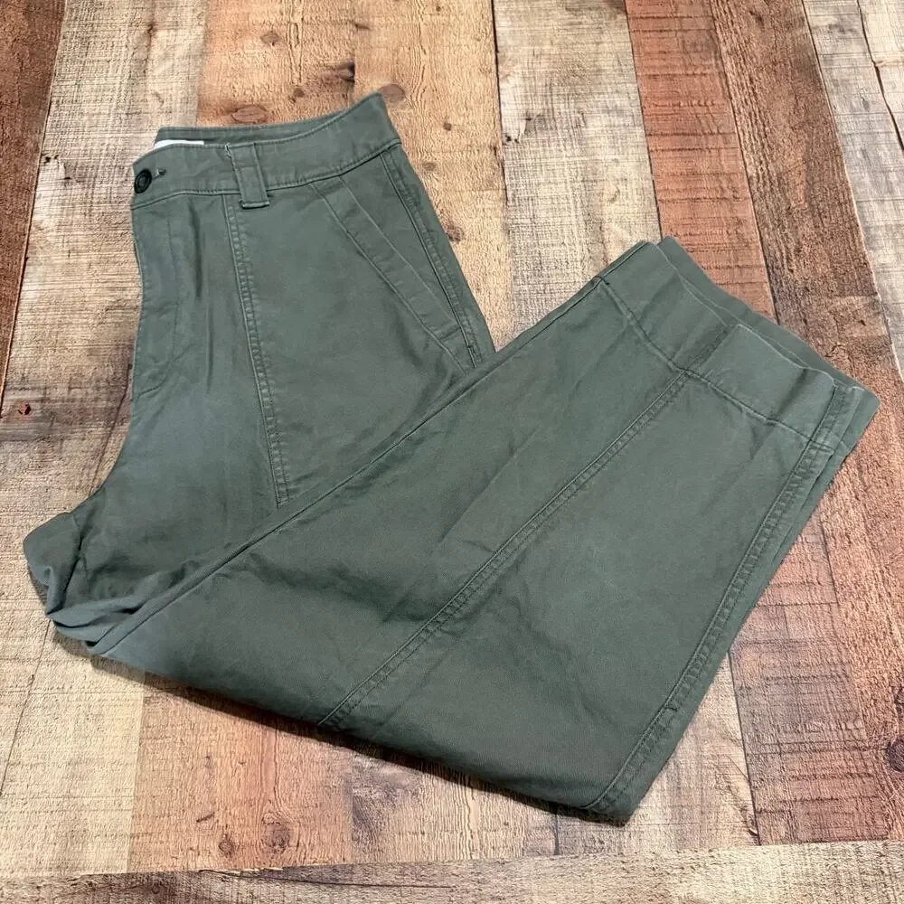 Old Navy Wmns Olive Green High-Rise Barrel Leg Pants Sz 12 Baggy Grunge Utility